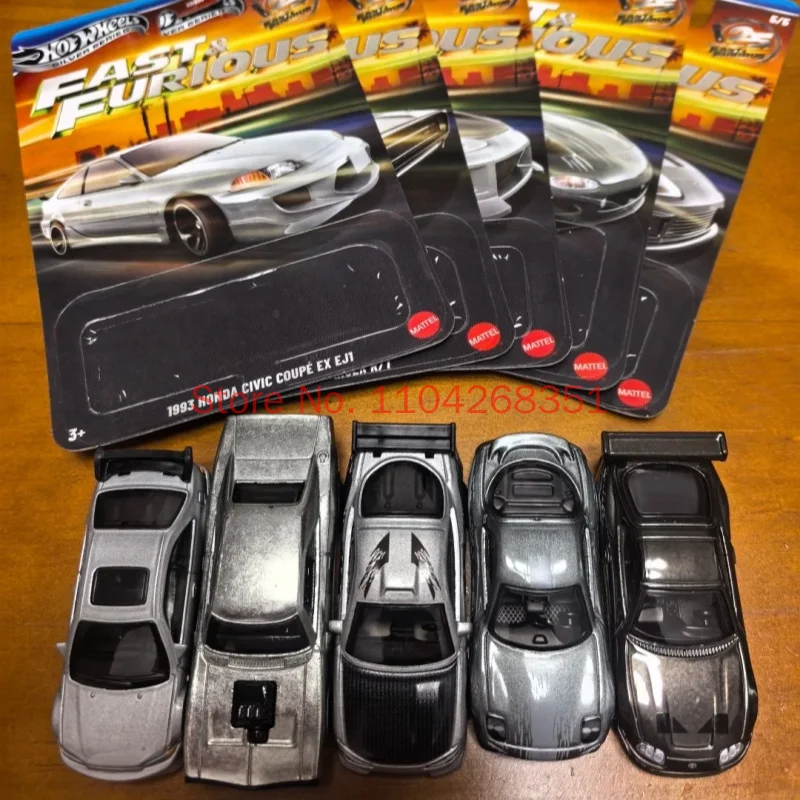 Hot Wheels HNR88-Q Fast & Furious,Honda Civic Dodge Charger Mitsubishi Eclipse Mazda RX-7 Toyota Supra,1:64 Diecast Car Model