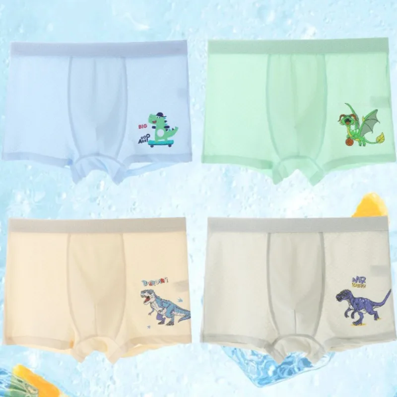 

4PCS Kids Summer Cool Mesh Breathable Panties for Girls Soft Comfort Antibacterial Knickers 3+y Young Child Cute Print Underwear
