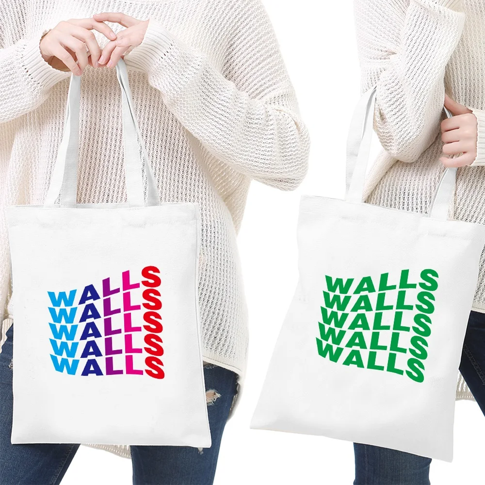 Large Capacity Travel Canvas Shoulder Bags Shopping Bag Girls Grocery Tote Walls Series Casual Handbags Perfect for Travel