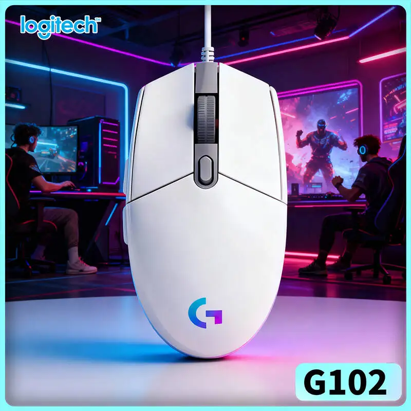 

Игровая мышь Logitech G102 с 6 настраиваемыми кнопками, регулируемым разрешением 8000 DPI и RGB-подсветкой для геймеров Windows 10/11