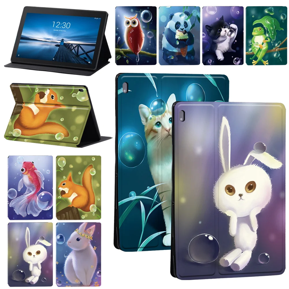 For Lenovo Tab M10/Tab M10 Plus/Tab E10 10.1 Inch Tablet Stand Heavy Duty Protective Case Animal Series Pattern Shell + Stylus