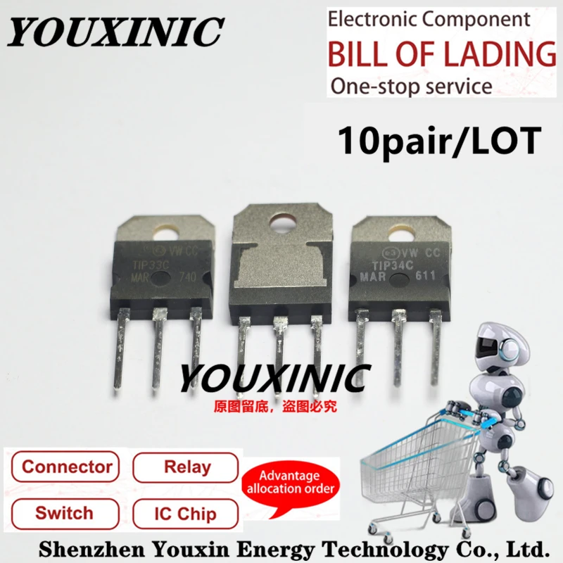 YOUXINIC  100% New Imported Original  TIP34C TIP33C  TO-218 Audio amplifier pairing