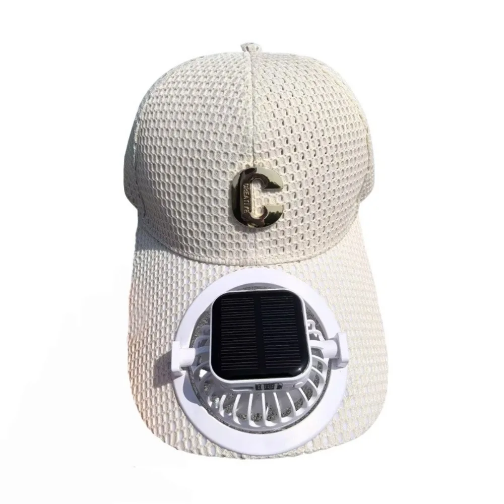 Nouvelle casquette de baseball respirante à ventilateur solaire, chargement USB, séchage rapide, entièrement en maille, pour l'été