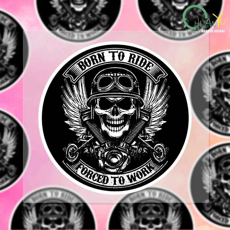BORN TO RIDE Skull Car Sticker Funny Decal Car Accessories Car stickers. Motorcycle stickers 15*15cm