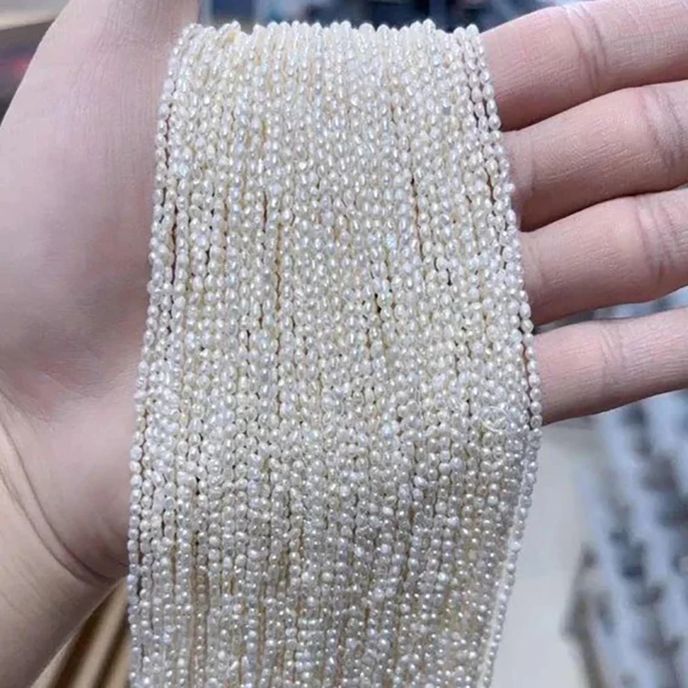 1.8-2mmAA New Exquisite Small Rice Factory Wholesale Natural Freshwater Pearl Spacer Bead for Jewelry Make DIY Necklace Bracelet