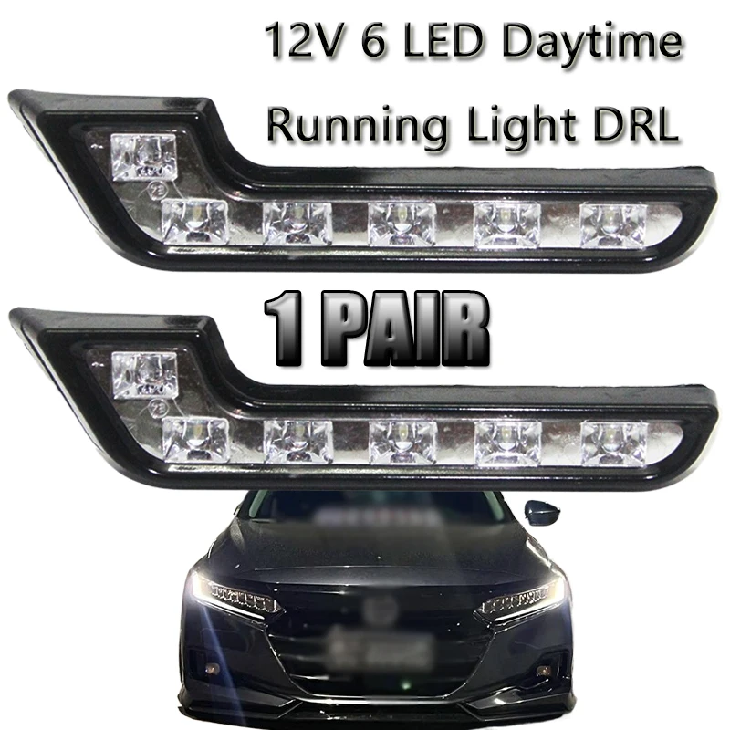 

1 Pair Universal 6LED DC 12V L-Shaped Fog Light LED Car Daytime Running Light Durable Waterproof Auto LED Signal Lights