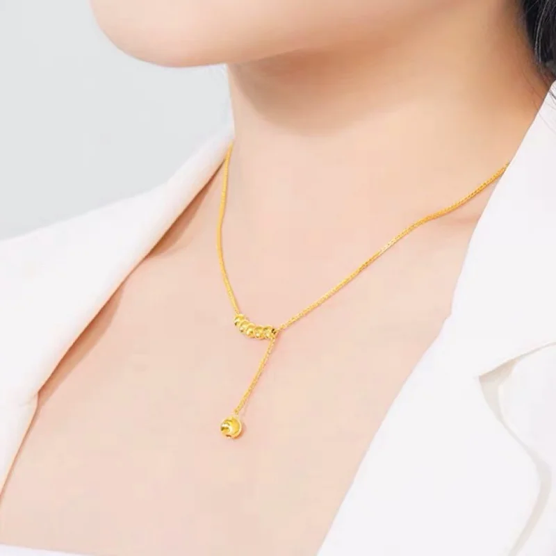 

Dignified Simple Delicate Versatile Sense of Design Circle Alluvial Gold Fashion Jewelry Necklace Ladies' Pendant New 2024