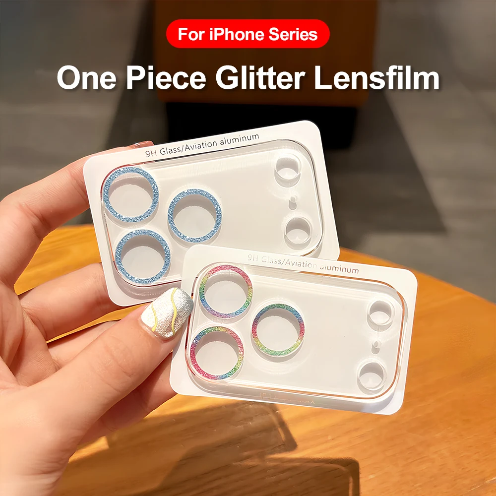 

1PC Bling Glitter Diamond Camera Lens Protector For iPhone 17 16 15 12 13 14 11 Pro Max Air 16 Plus Mini Sreen Protectors Film