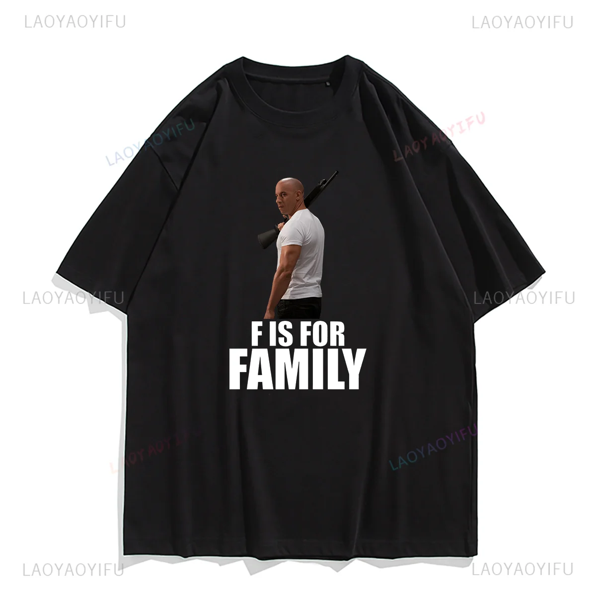 VinDiesel Portrait Print Tops F Is for Family Letters Graphic Cotton T Shirts for Men Hipster Streetwear Fashion Ropa Hombre