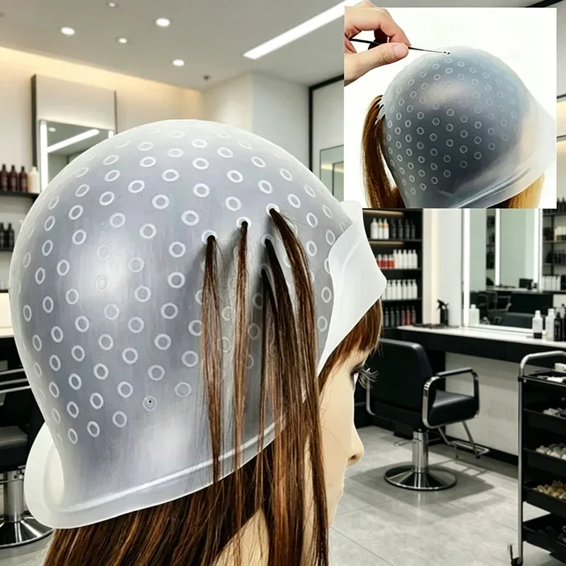

Silicone Cap for Scratches Hair Painting Hat for Scratches Silicone Meches Hair Coloring Hat for Highlighting Hood Hair Dye Cap