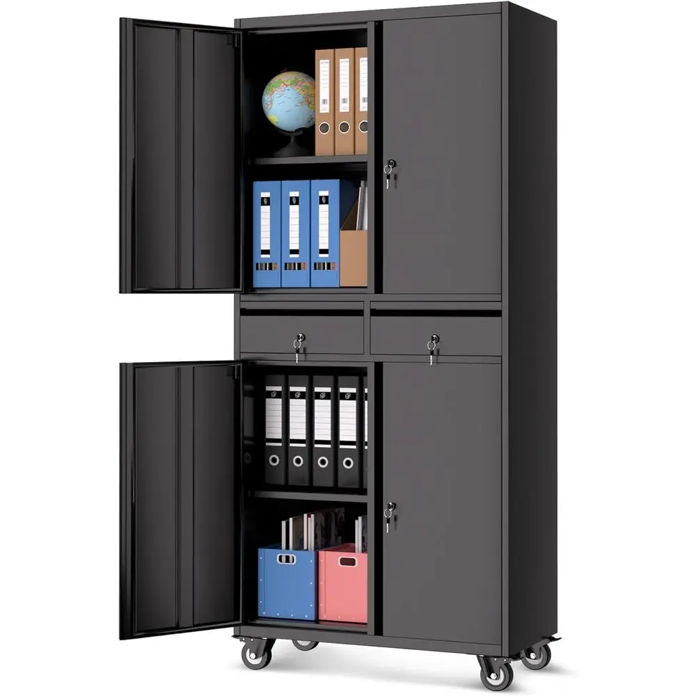 

Металлический шкаф для хранения 73 Metal Heavy-Duty с 2 ящиками, запираемый, с регулируемыми полками
