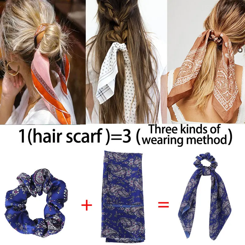 Nuovo Elastico Dei Capelli Della Fascia Arco Del Nastro Sciarpa Dolce Stampa Scrunchie Donne di Gomma Dei Capelli Dei Capelli Corde Accessori Dei