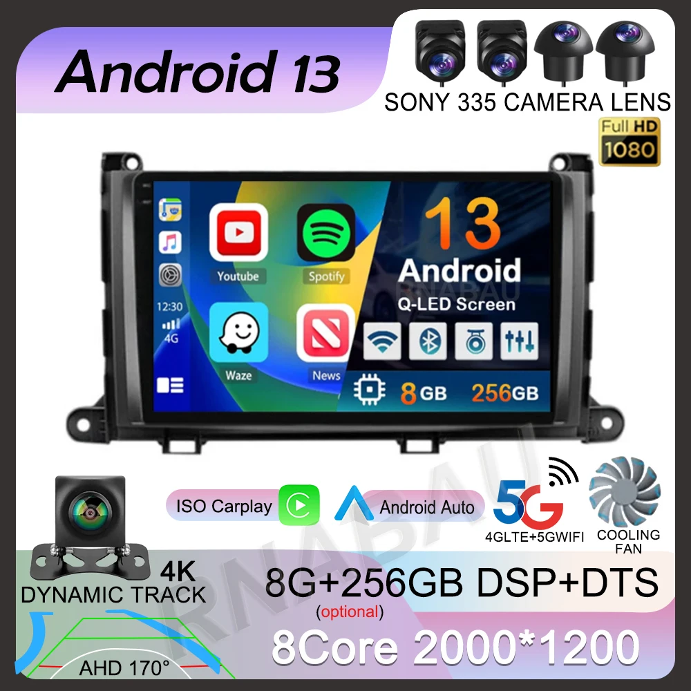 

Android 13 For Toyota Sienna 2009 2010 2011 2012 2013 2014 Carplay Auto Car Radio Gps Multimeidia Player Stereo 2 Din Head Unit