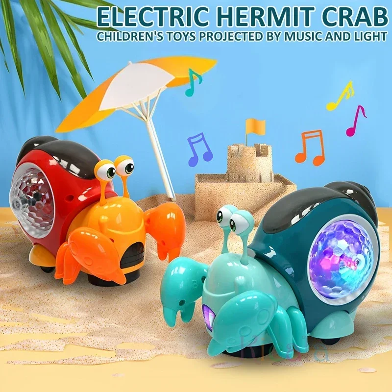 Electric Luminous Snail Toy Crawling with Music Lights Interactive Sensory Toy Early Learning Walking Companion for Baby Infants