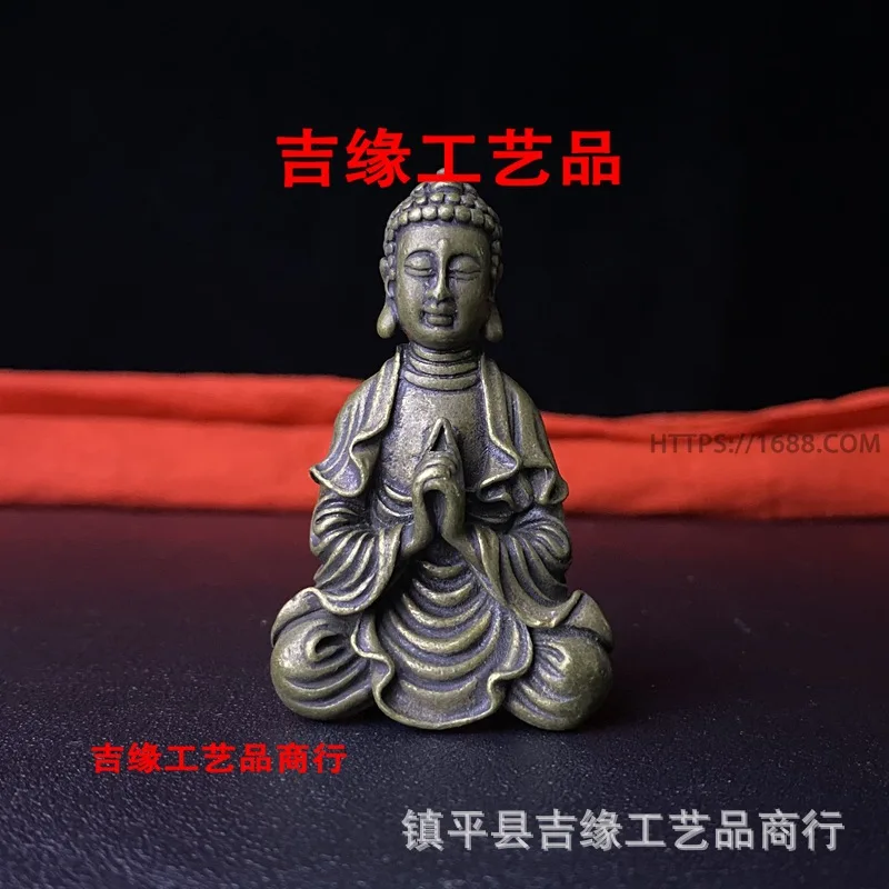 Tibetan Style Brazen Buddha Antique Brass Distressed Home Desktop Decorative Small Ornaments Pocket Buddha South Sea Guanyin Bra