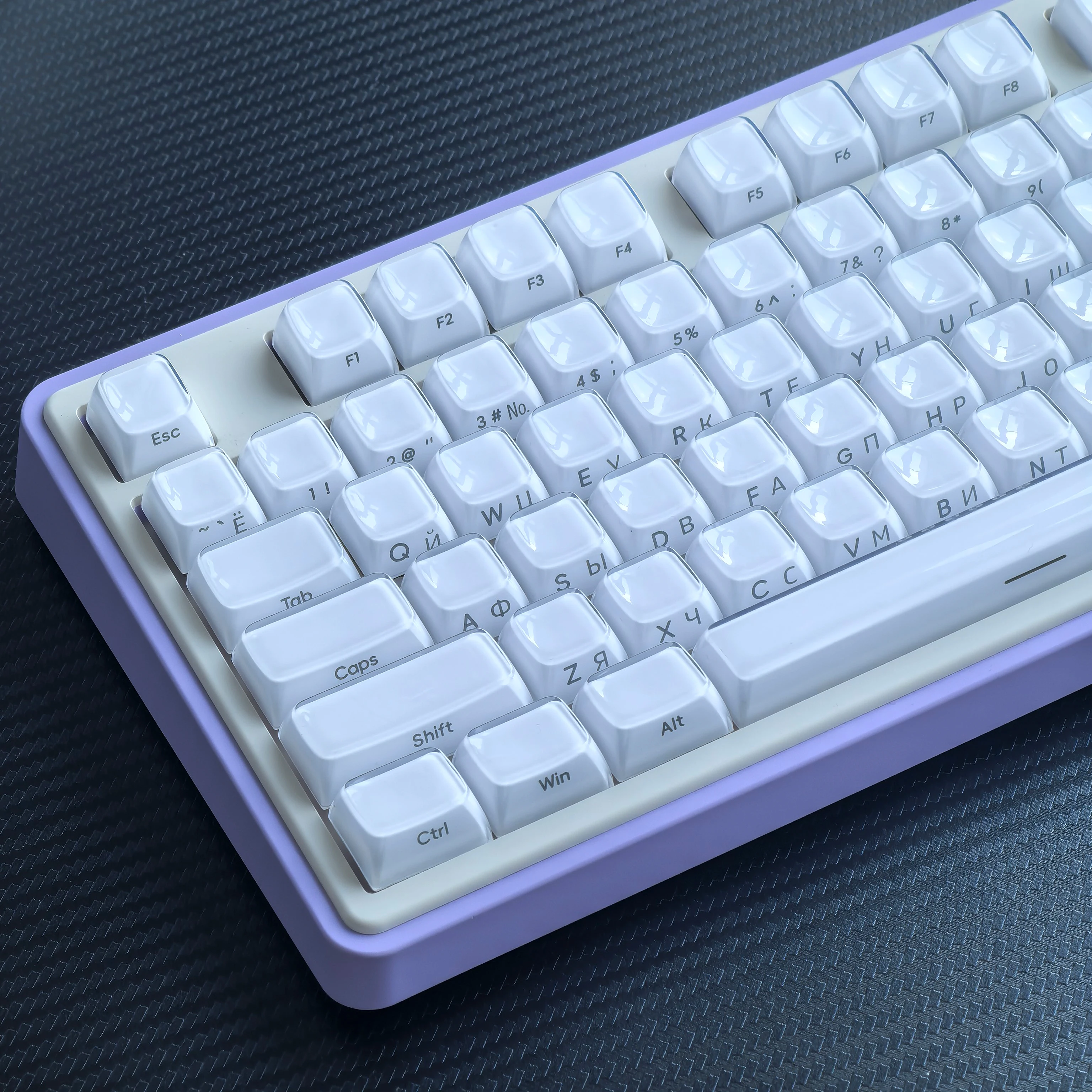 Korean Jelly White Keycap 113Keys Russian English Keycap Pc Oem For Aula F75/F99 Diy Mechanical Keyboard Crystal Hangul Keycap view 4