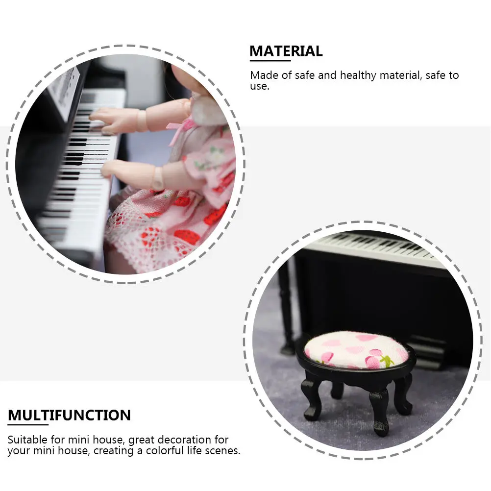 

1Set Mini Piano Decor Wooden Miniature House Furniture Lightweight Smooth Surface Round Corner for Realistic Scene Collection