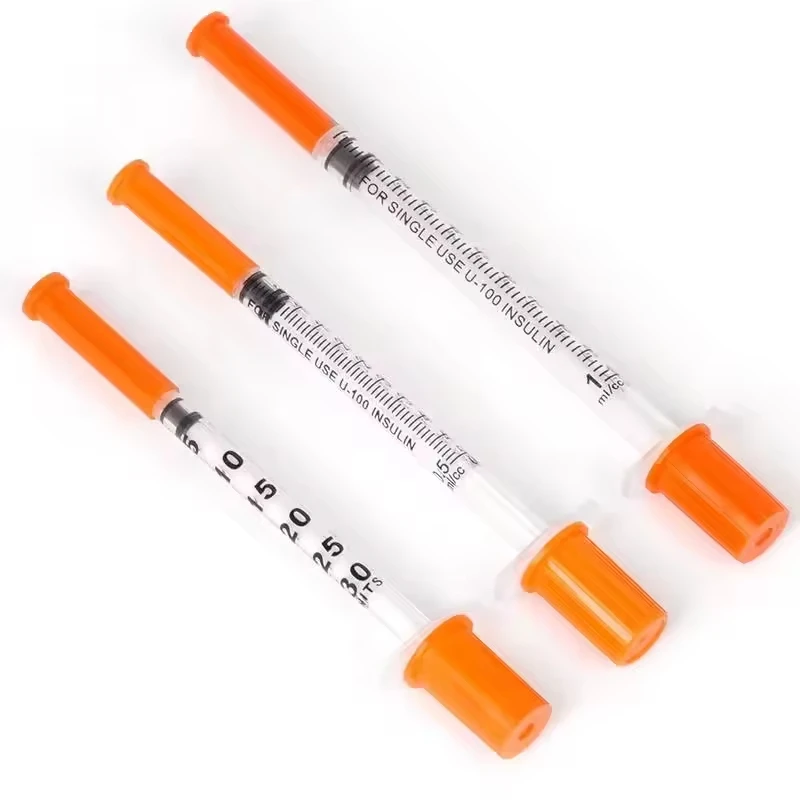 

Easy Touch 0.5ml 1ml Disposable insulin Syringe With Fixed Needle Orange Cap Sterile for Animal Pets Farm Use,30Pcs/Box
