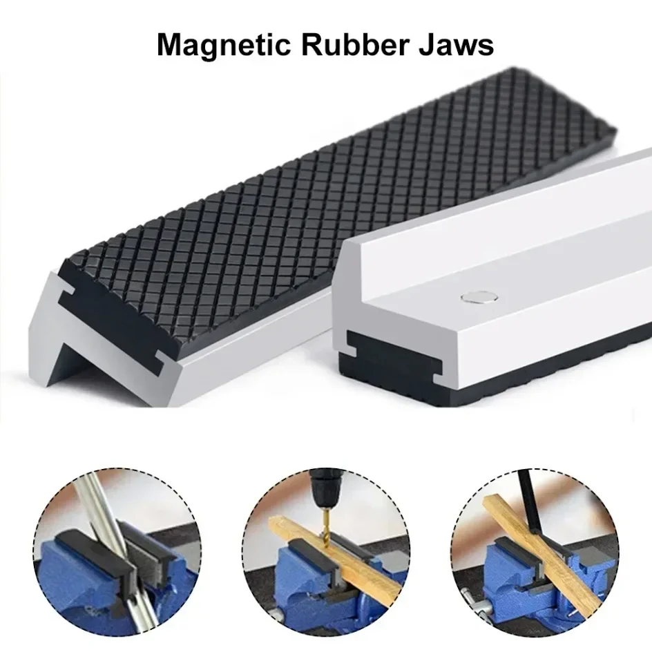 Aluminium Alloy+Rubber Vise Magnetic Protective Cover 75mm/100mm/125mm/150mm /200mm 2 pcs Durable Jaws Protect Cover