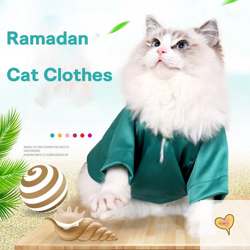 Ramadan Colorful Cat Clothes Puppy Shirt Baju Raya Kucing