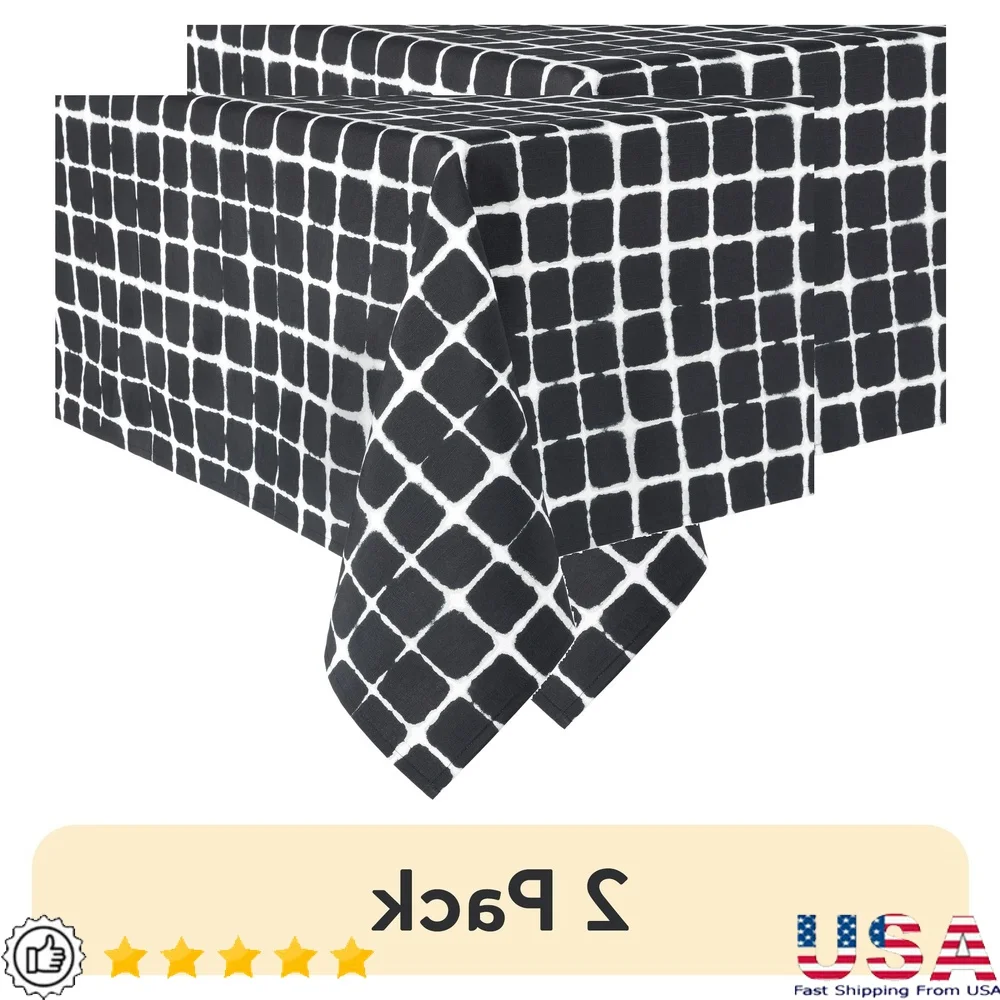 

2 упаковки скатерти из ткани Shibori, элегантная смесь хлопка и полиэстера, легкое в использовании, можно стирать в машине, чехол для обеденного стола, 60 Вт x 84 л