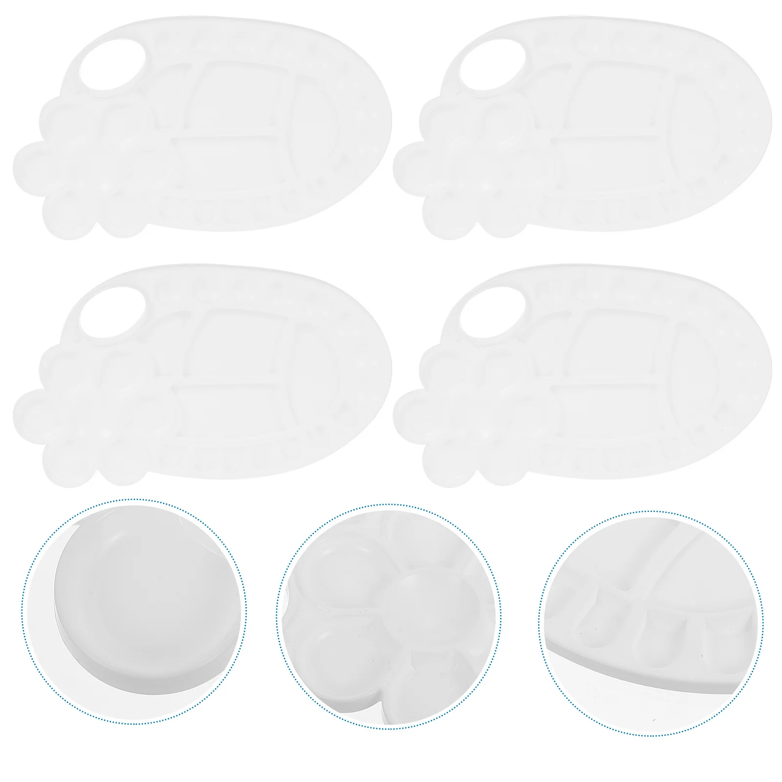 5Pcs Oval Plastic Painting Trays Small Lightweight Durable Color Mixing Boards Essential Painting Accessories Color Mixing Board