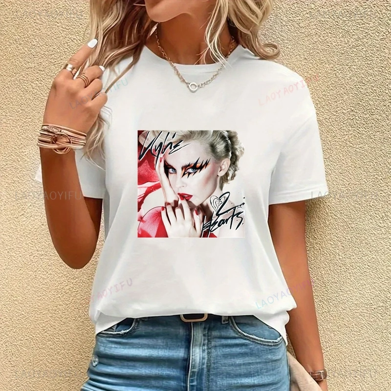 

Famous Singer Kylie Minogue Classic Poster Print Women's Fashion T-shirt, Everyday Casual Street Wear, Women's Cotton T-shirt