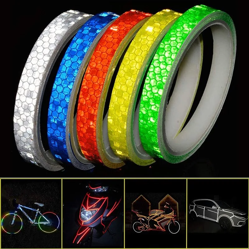 

8meters Bicycle Wheels Reflect Fluorescent MTB Bike Reflective Sticker Strip Tape For Cycling Warning Safety Bicycle Wheel Decor