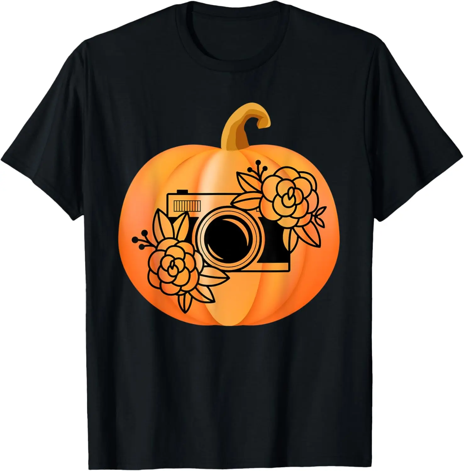 

Halloween Photographer TShirt Pumpkin Floral Camera T-Shirt