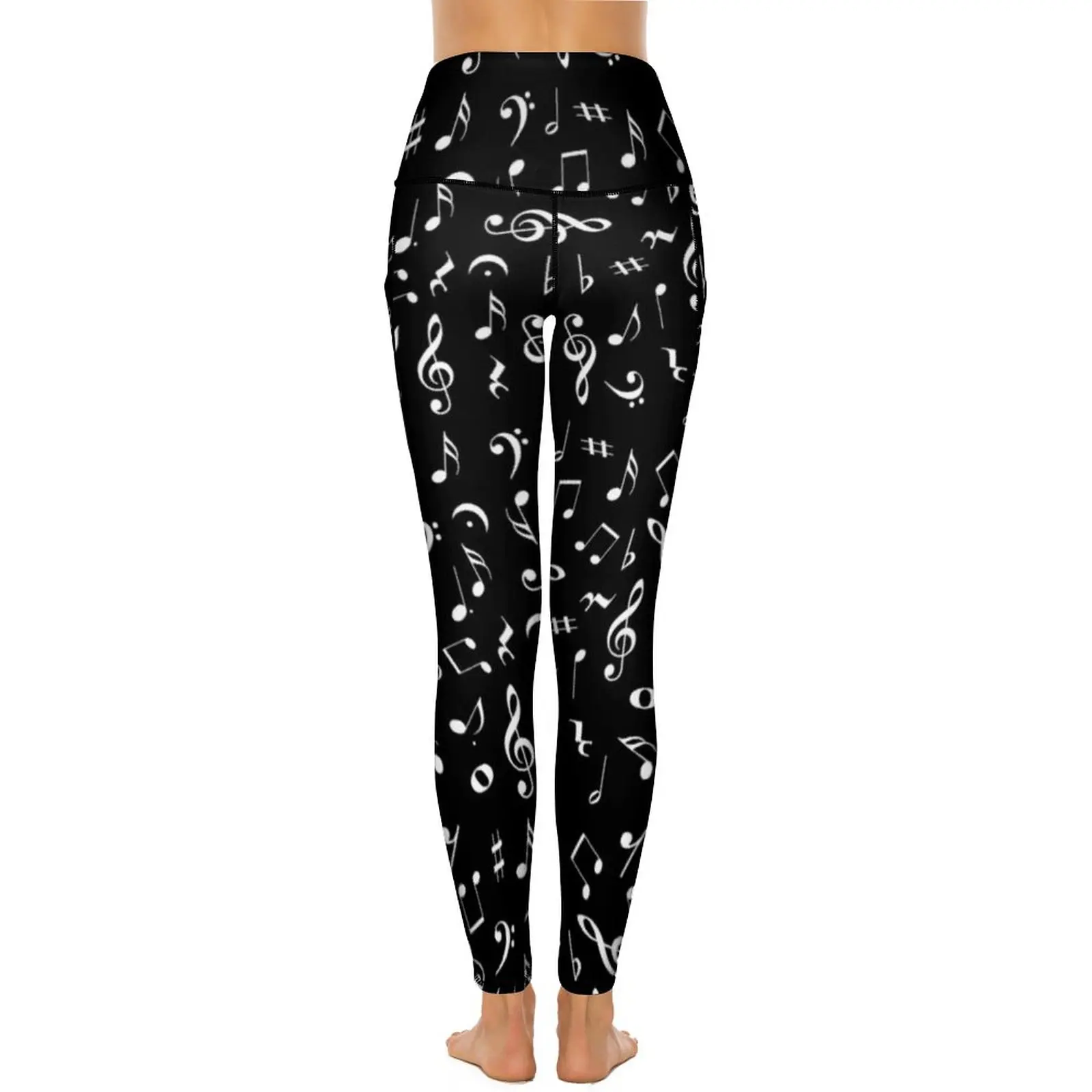 White Music Notes Yoga Pants Sexy Note Worthy Print Graphic Leggings Push Up Fitness Leggins Lady Novelty Stretch Sports Tights