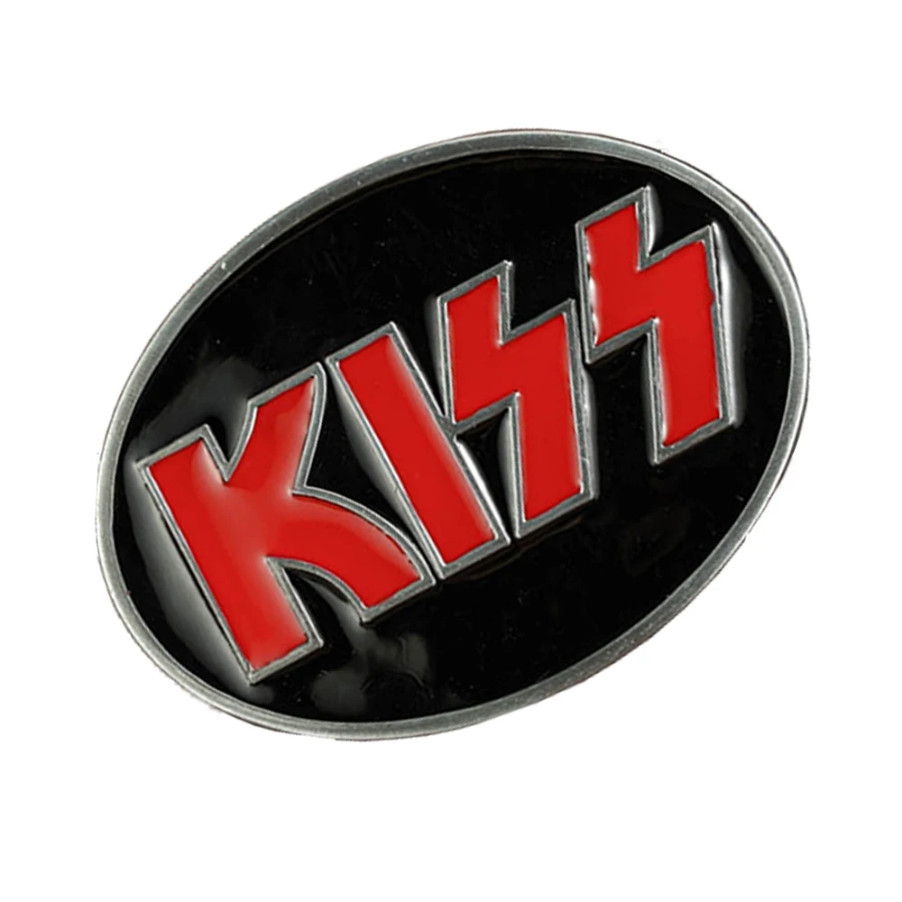 1 drop oil embossed KISS letter buckle, stylish men's novelty belt buckle