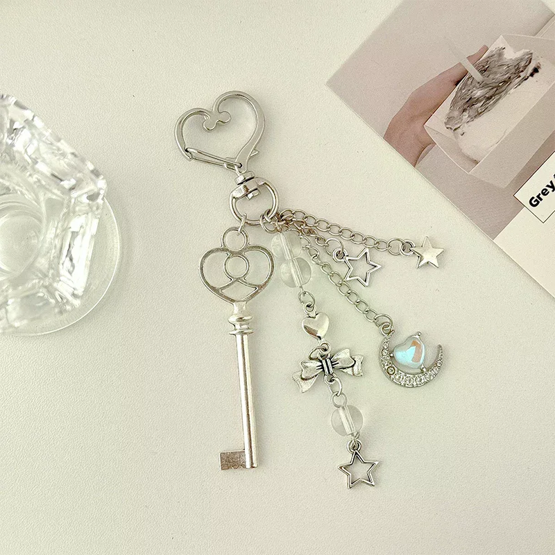 Exquisite Y2k Blue Moon Bag Charm Keychain Ins Style Pendant Jewelry Phone Headphone Case Charms Backpack Accessories Gift