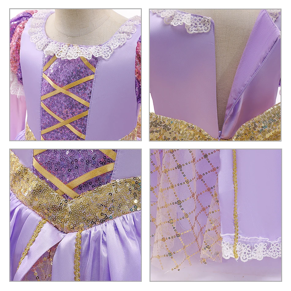 Vestito per bambini Rapunzel Princess LED Light Up Girls Dress Cosplay aggrovigliato bambini Halloween Carnival Party Vestido Birthday Costume