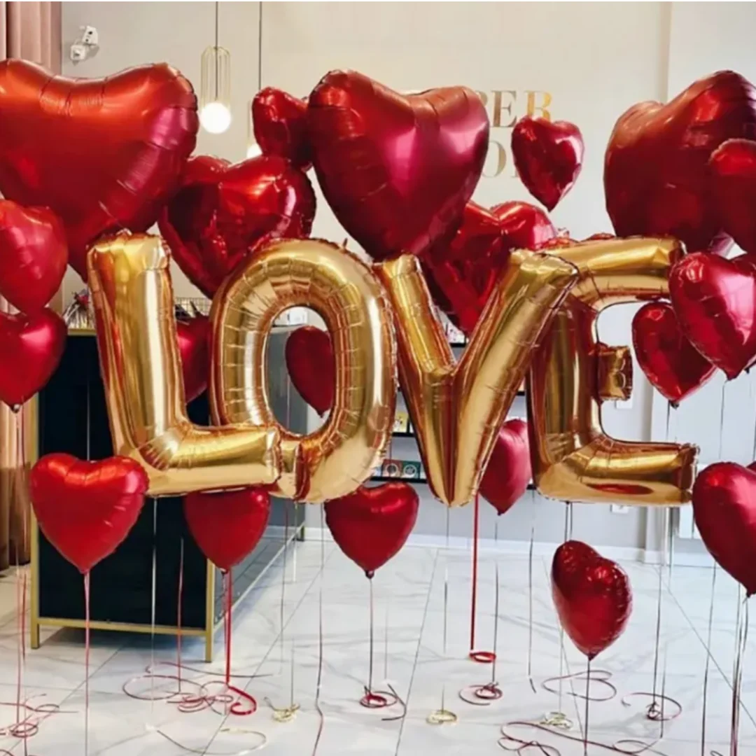 4Pcs 16/32inch Letter Love Foil Balloons Happy Valentine’s Day Wedding Room Party Decorations Birthday Anniversary Helium Balls