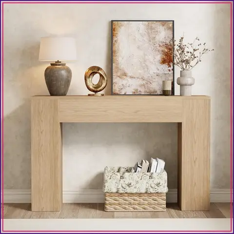 43 Inch Wood Console Table for Entryway Living Room Narrow Sofa Table