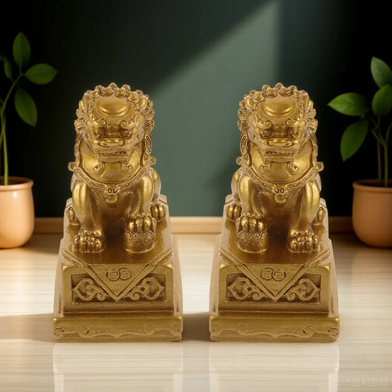 2Pcs Resin Lion Statue Desktop Decoration Animals Ornament for Table Room Party Wild Sculpture Gift Idea