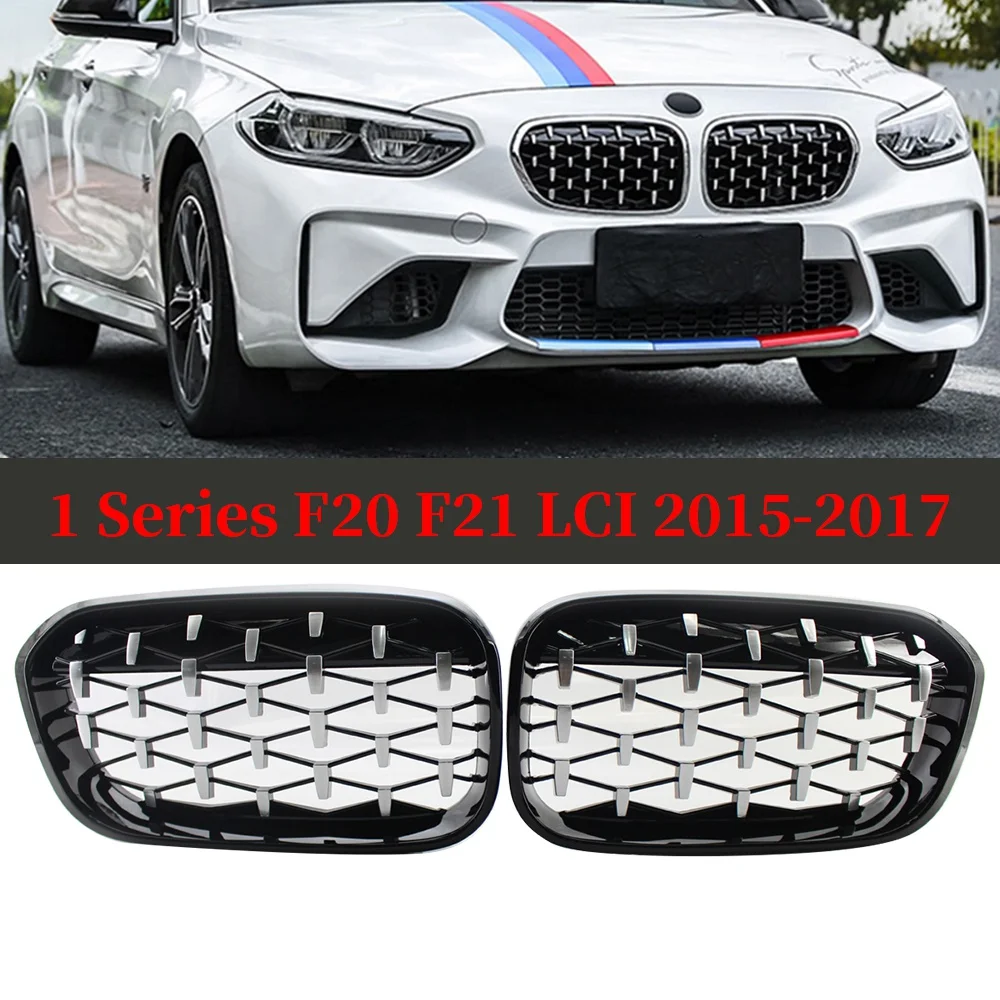 Grille de Rein Avant, Grille de Météore de Calandre de Diamant de Capot Avant pour Bmw Série 1 F20 F21 Lci 2015-17 51137371685 5