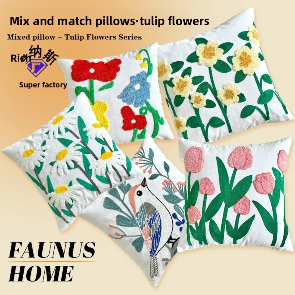 الفرنسية البلد نمط الحديثة بسيطة الأزهار التطريز وسادة أريكة غطاء وسادة للمنزل غرفة المعيشة ديكور استخدام 124