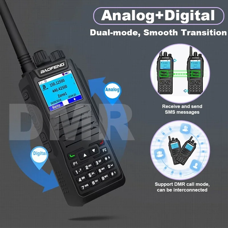 Baofeng DMR DM 1701 Digital Walkie Talkie Dual Mode Analog Two Way Radio Open GD77 Dual Time Slot Tier 1+2 Ham Radio Long Range