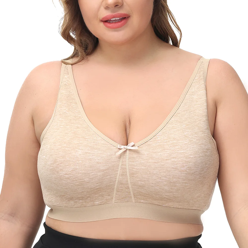 New Plus Size Bras For Womens Adjusted-straps Underwear Cotton Wireless Full Cup Ultra-thin Woman Underwear B C D E F G H I