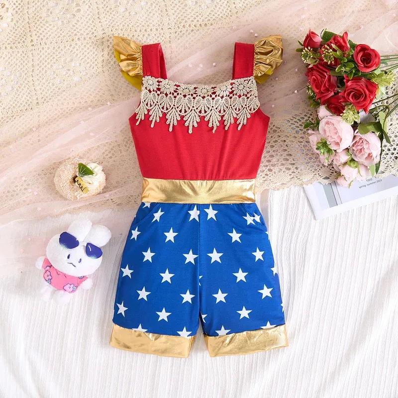 

Kids Girl Princess Jumpsuits Children's Color Blocking Suspenders Pants Baby Girl Casual Clothes Role Play Princess Costume