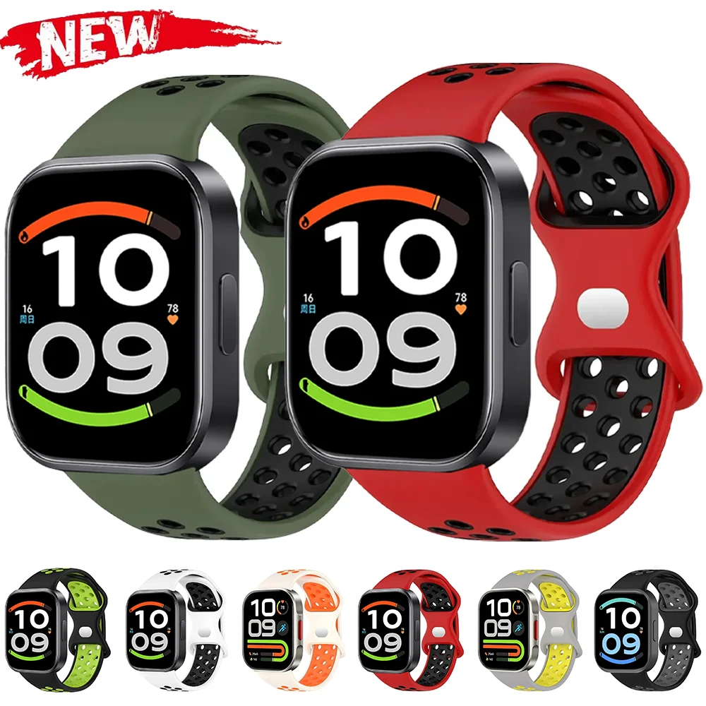 Sports Silicone Strap For Redmi Watch 6 Active/Lite Watch 6 5 4 Two-tone Replaceable Watchband For Xiaomi Mi Band 10-9-8 Pro