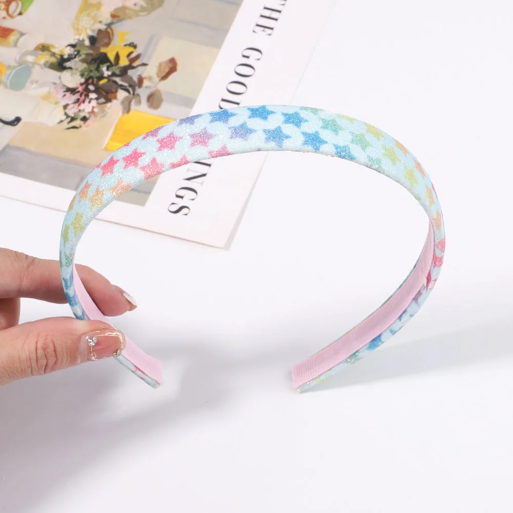 2024 Fashion Girl Glitter Headband Cute Headband Hairband Gradient Rainbow Love Star Headband Mermaid Kids Gift Hair Accessories