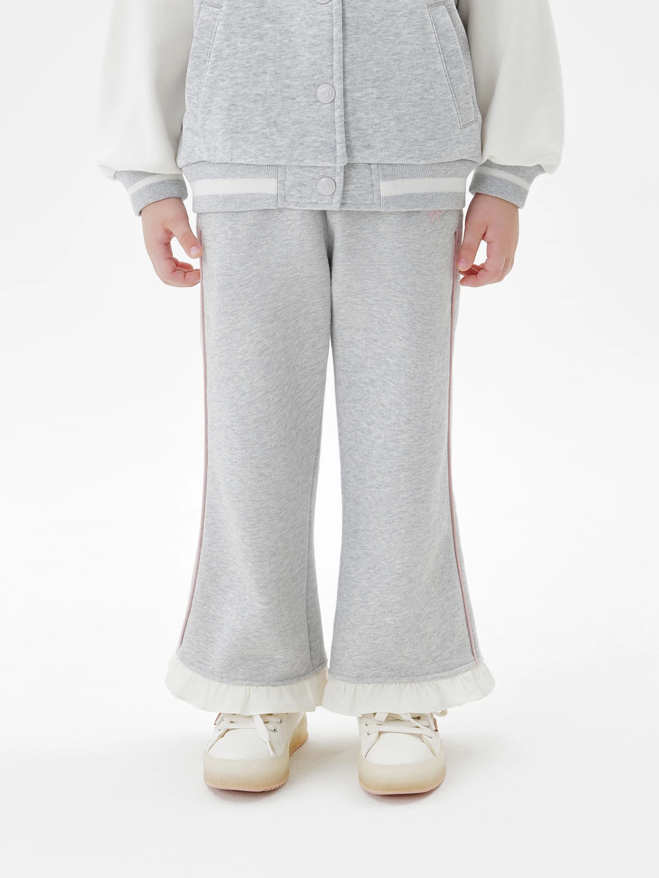 

MARC & JANIE расклешенные брюки из чистого хлопка с кружевным подолом для маленьких девочек, 551319