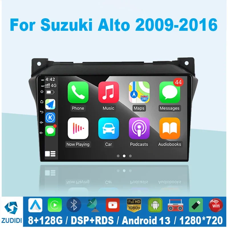 Android 13 8G + 128G Voor Suzuki Alto 2009 2010 2011 2012 2013 2014 2015 2016 Multimedia Stereo Auto Dvd-Speler Navigatie Gps Radio