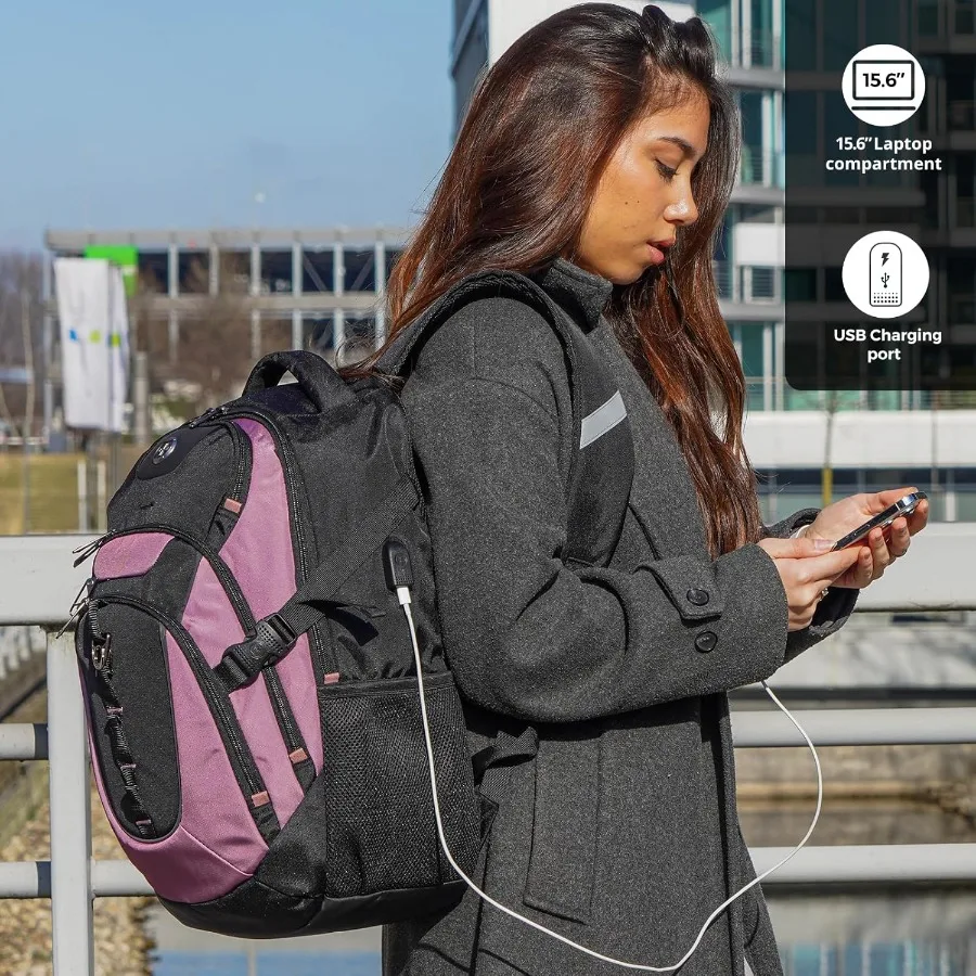 حقيبة ظهر للكمبيوتر المحمول بتصميم Swissdigital مع منفذ شحن USB حقيبة ظهر للسفر تناسب حقيبة ظهر مدرسية جامعية مقاس 15.6 بوصة للكمبيوتر 31 لتر #3