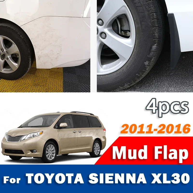 Guardabarros para TOYOTA SIENNA XL30, Protectores de Salpicaduras, Accesorios para Auto, 1 Juego de 4 Piezas, 2011 2012 2013 201
