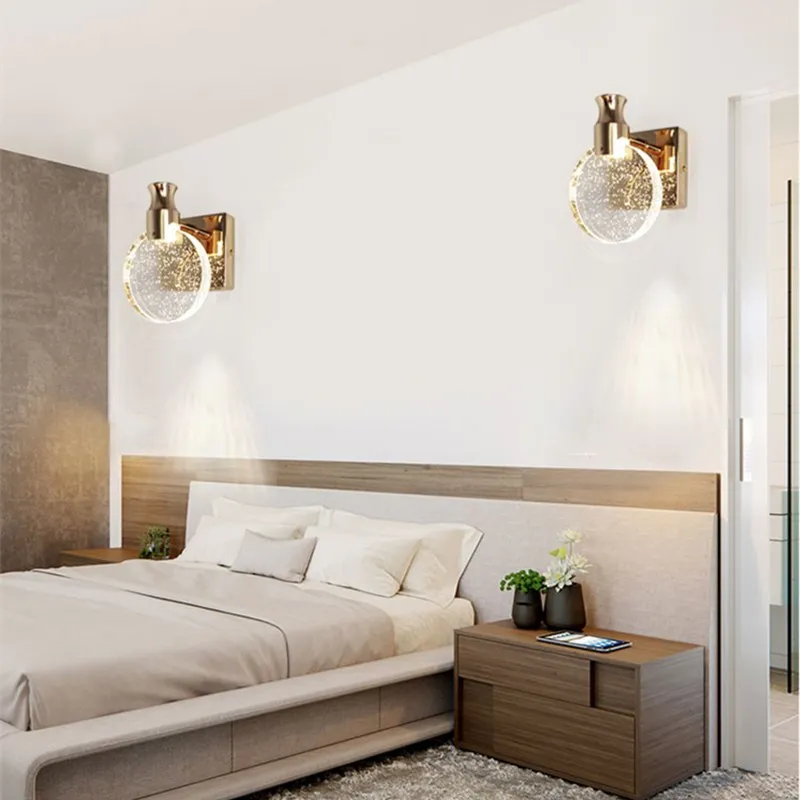 Nordic Wall Lamps Bedroom Bedside Crystal Lamps Luxury Mirror Front Bathroom Makeup Wall Light Home Decoration Lighting Fixtures