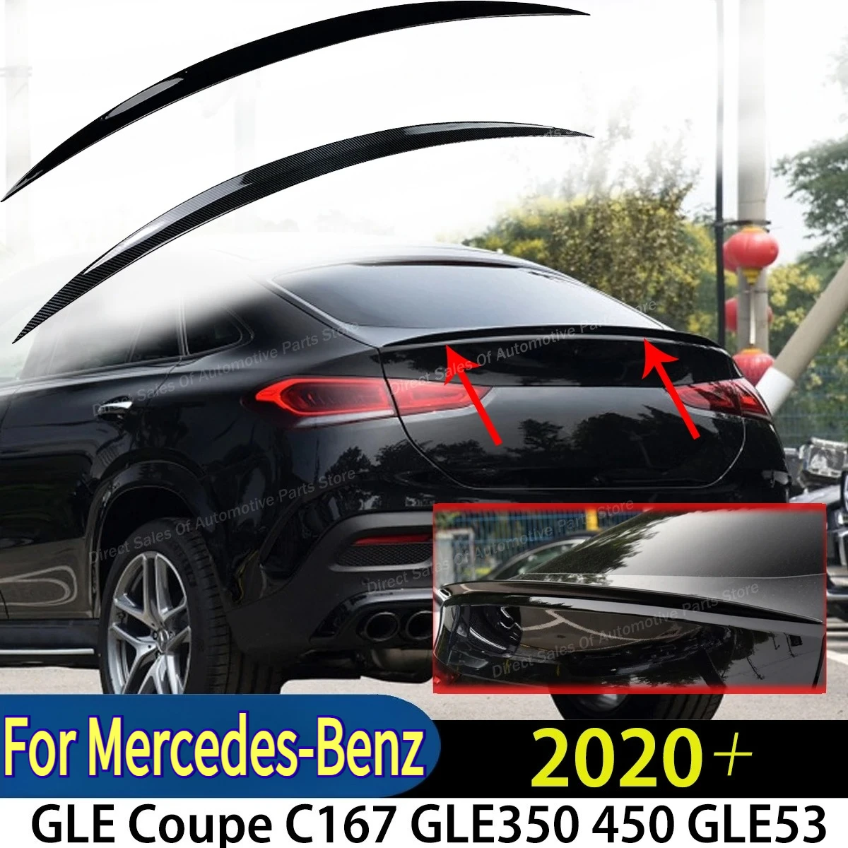 

Car Rear Trunk Wing For Mercedes-Benz GLE Coupe C167 GLE350 450 GLE53 2020+ For AMG Style Tail Wing Splitter Spoiler Body Kit