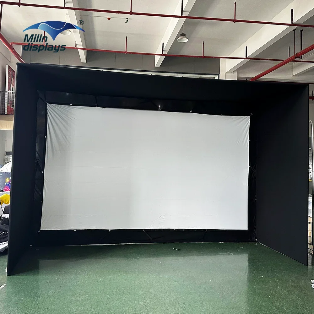 Aluminum Frame Indoor Home Backyard Golf Simulator Enclosure Hitting Mat Golf Practice Simulator Tent With High Impact Screen - view 4